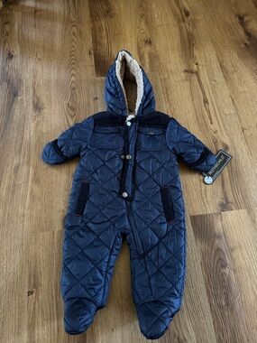 Rothschild Navy Quilted Infant One-Piece Snowsuit Pram 6/9 mos